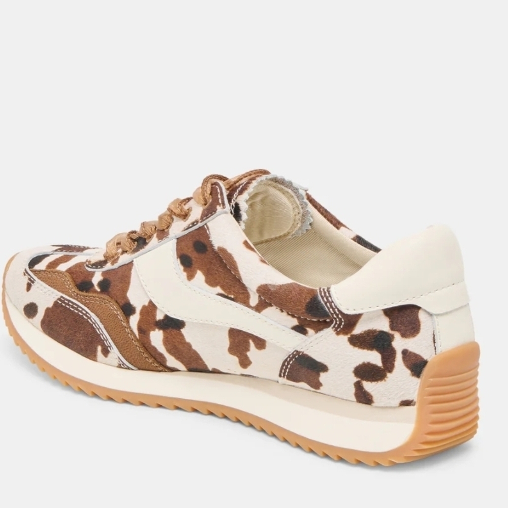 🤎🔹️Dolce Vita 🔹️ Cocoa Leather B Ntcd Cow Print Sneakers - Picture 4 of 7
